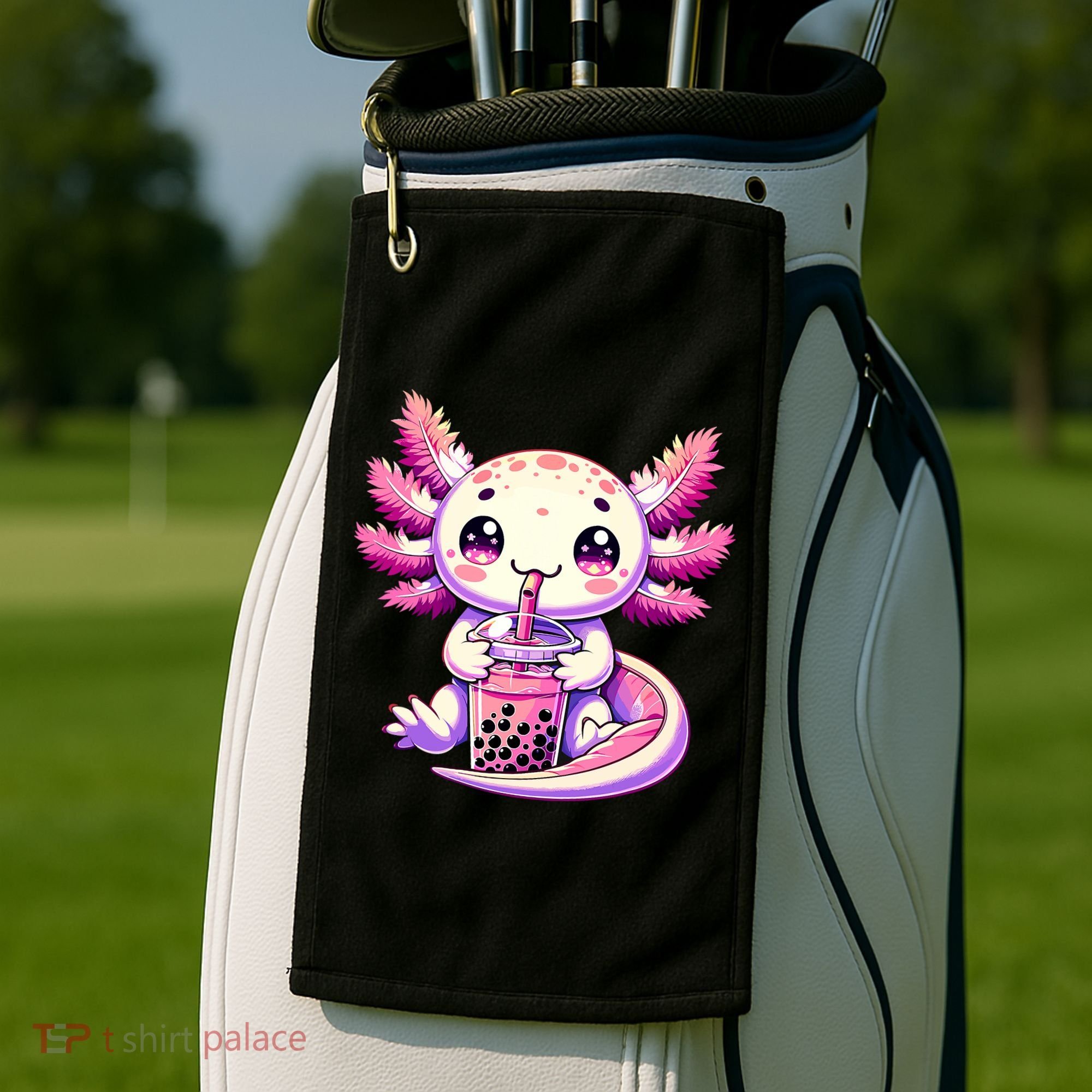 Axolotl Boba Tea Bubble Tea Anime Cute Kawaii Axolotl Golf Towel