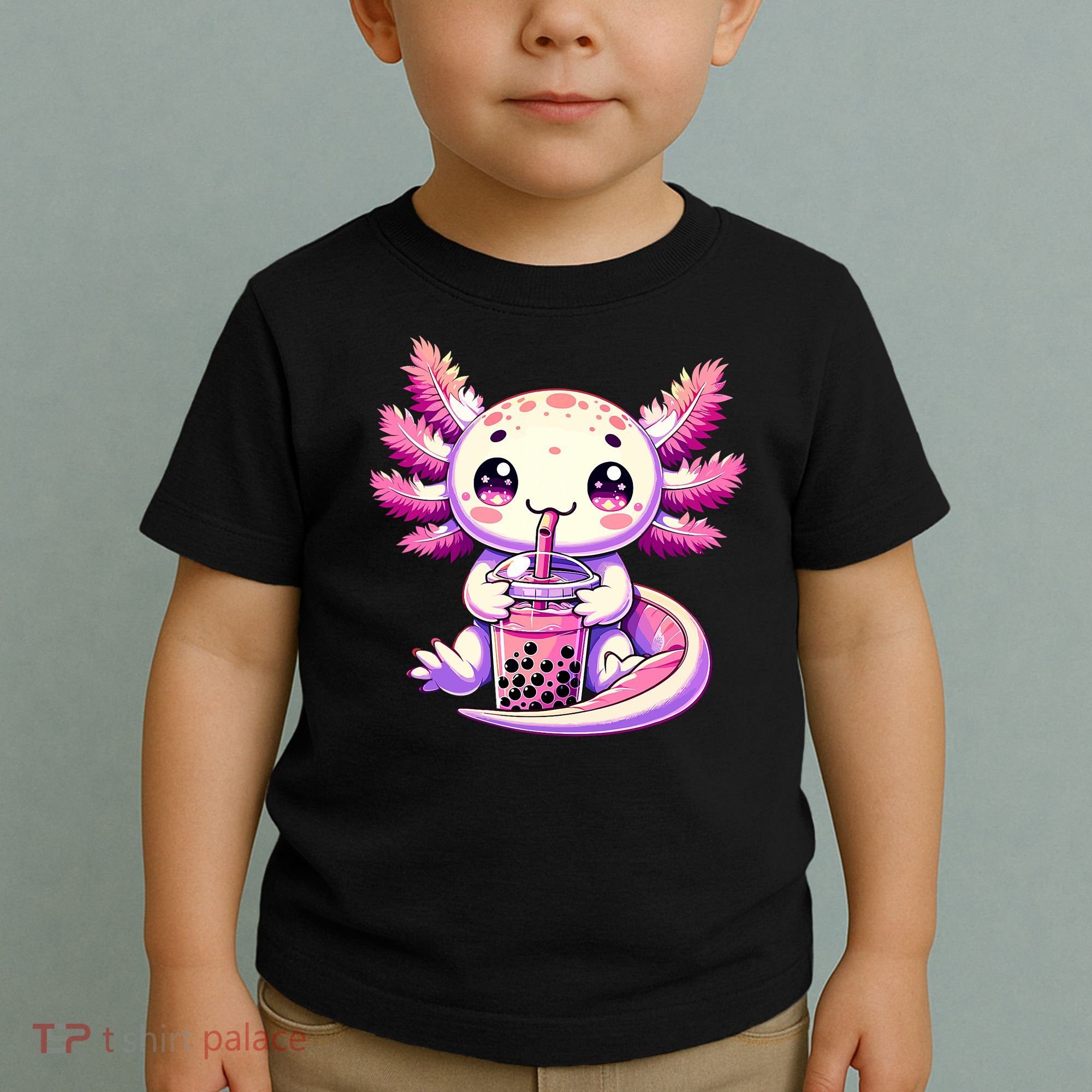 Axolotl Boba Tea Bubble Tea Anime Cute Kawaii Axolotl Toddler T-Shirt