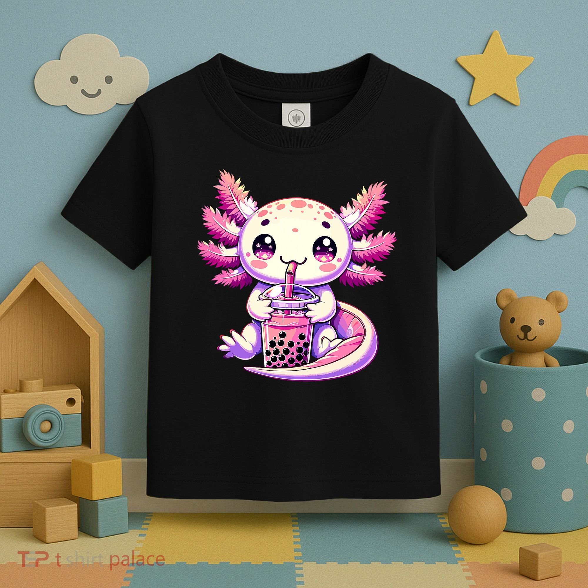 Axolotl Boba Tea Bubble Tea Anime Cute Kawaii Axolotl Toddler T-Shirt