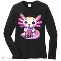 Axolotl Boba Tea Bubble Tea Anime Cute Kawaii Axolotl Women's Long Sleeve Shirt thumb 0