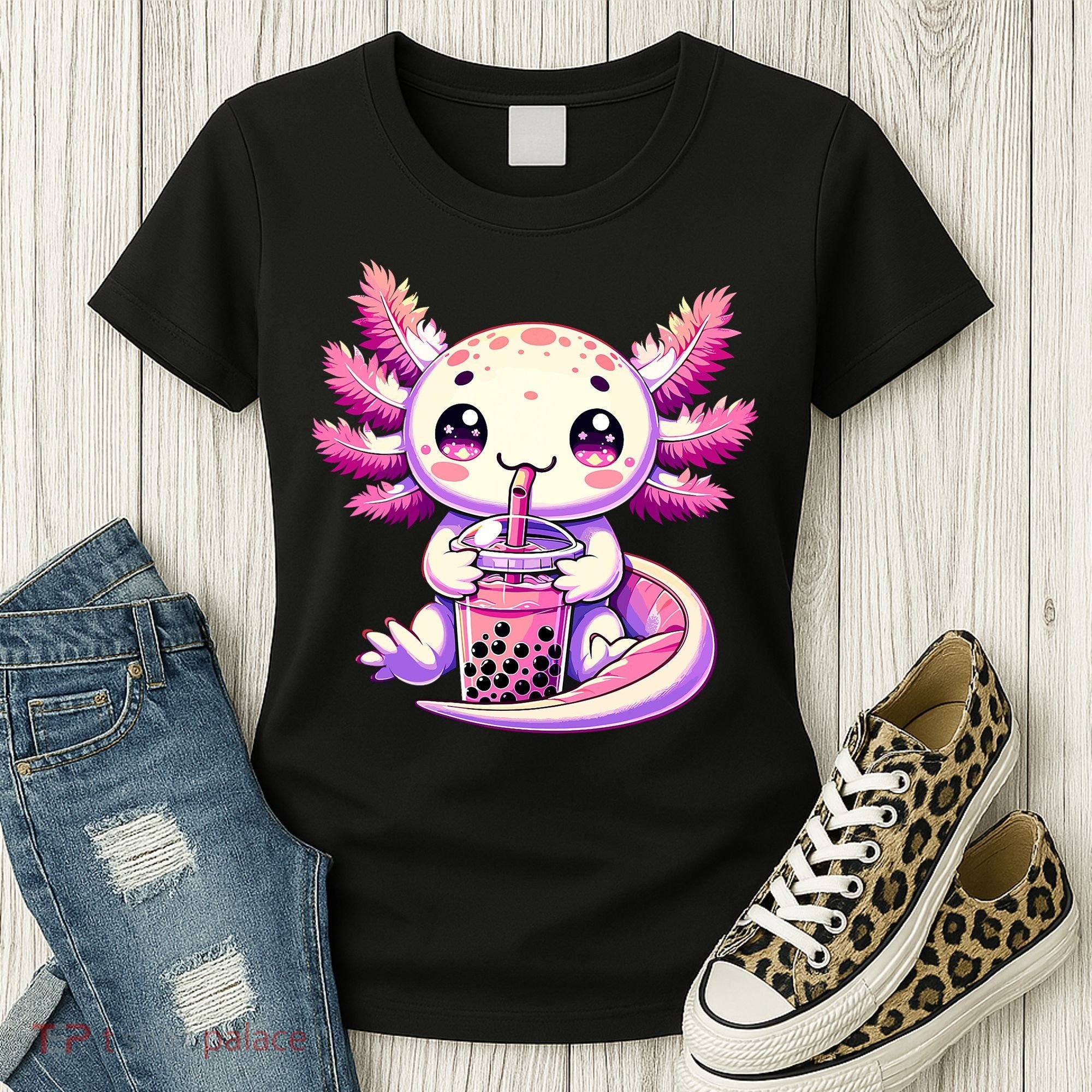 Axolotl Boba Tea Bubble Tea Anime Cute Kawaii Axolotl Women's T-Shirt