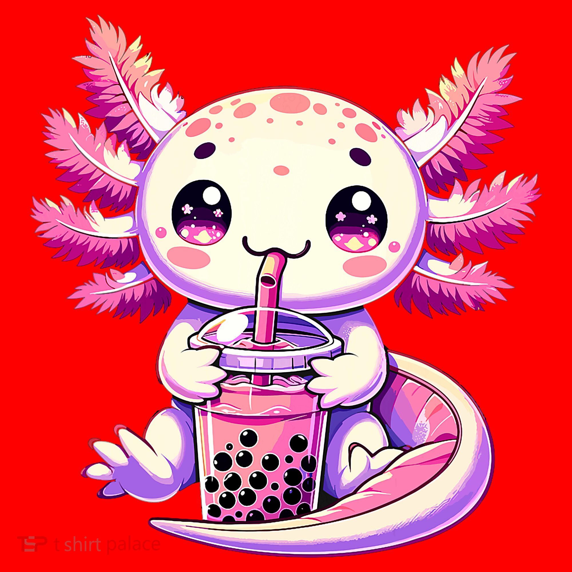 Axolotl Boba Tea Bubble Tea Anime Cute Kawaii Axolotl Santa Hat