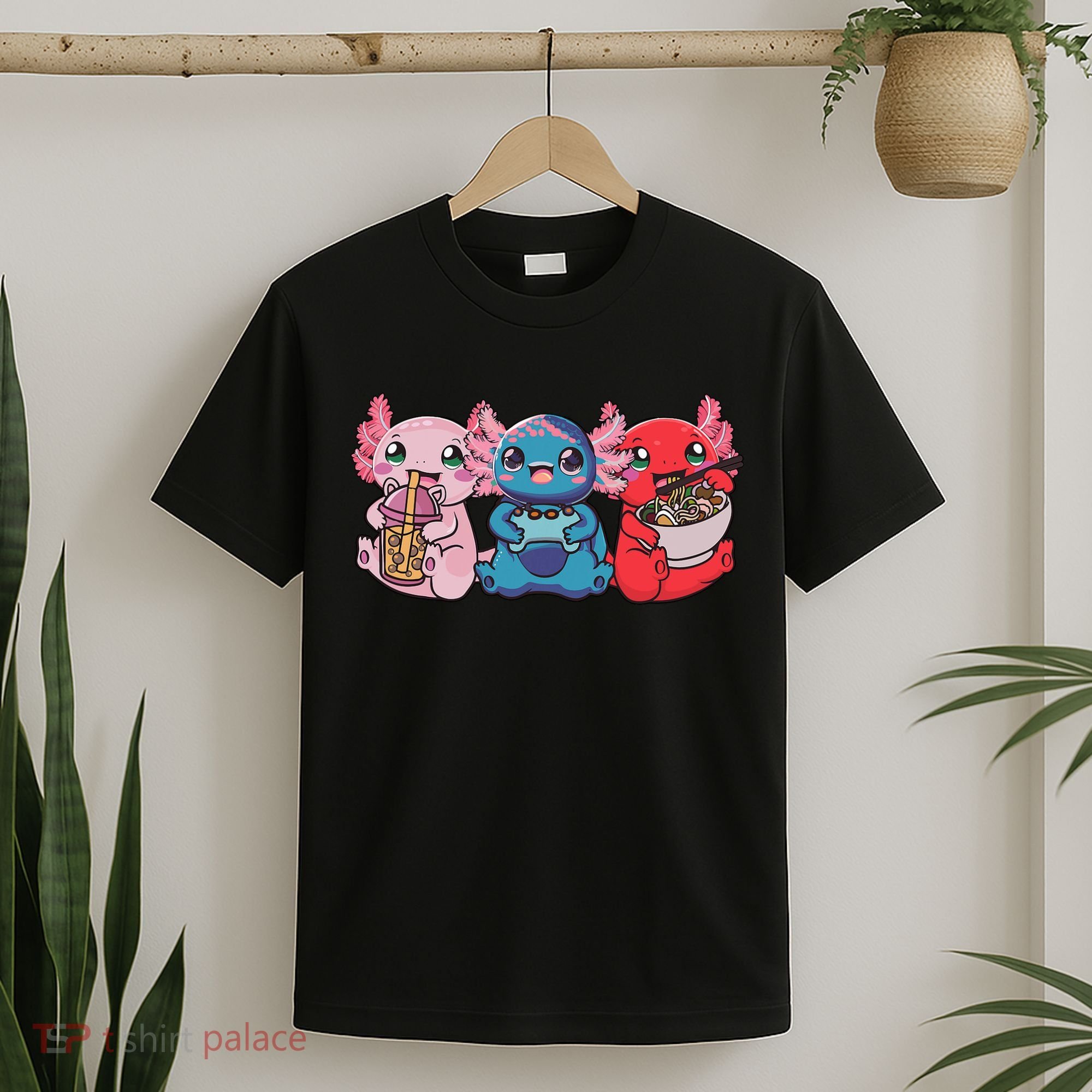 Axolotl Boba Tea Bubble Tea Gaming Gamer Ramen Axolotl  T-Shirt