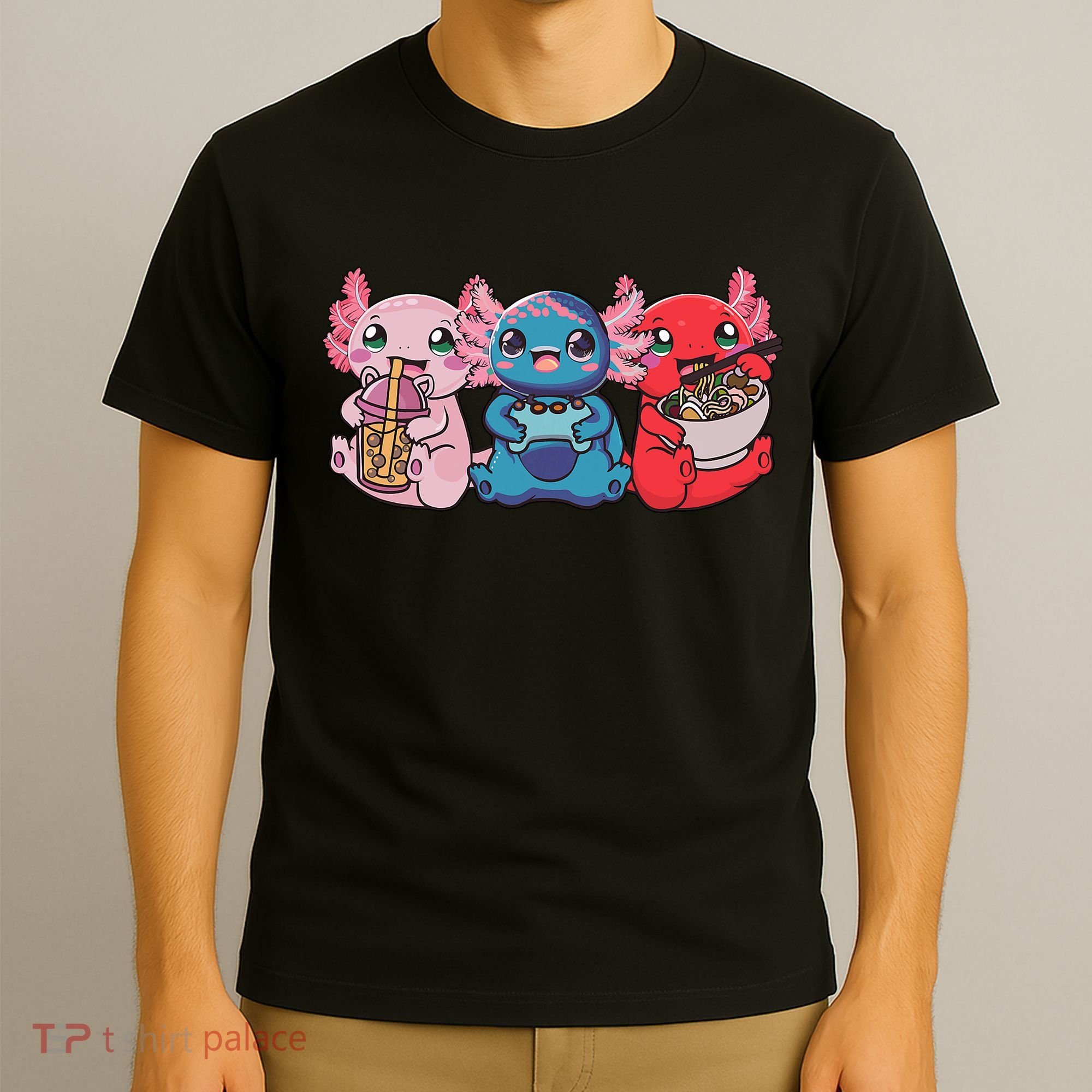 Axolotl Boba Tea Bubble Tea Gaming Gamer Ramen Axolotl  T-Shirt