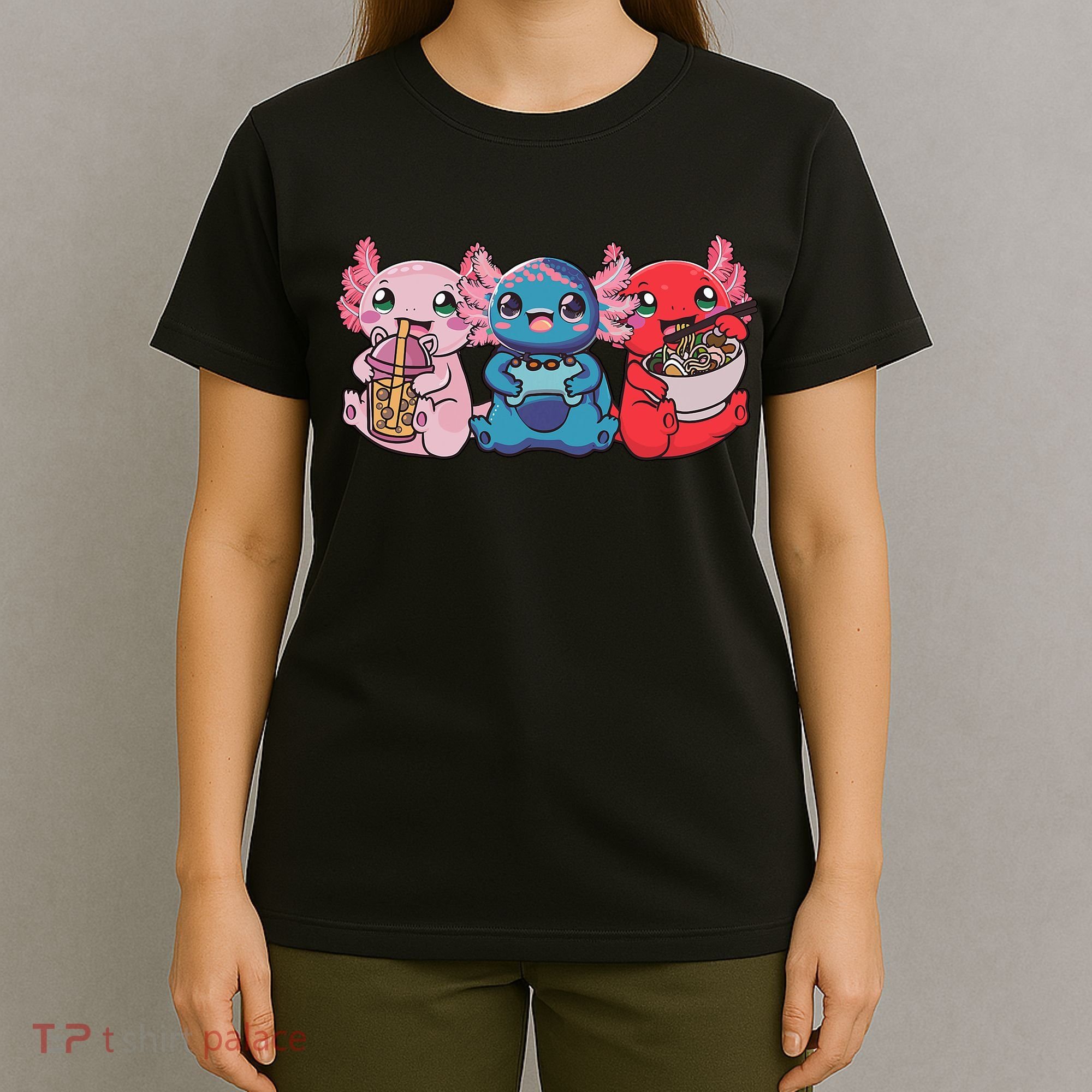 Axolotl Boba Tea Bubble Tea Gaming Gamer Ramen Axolotl  T-Shirt