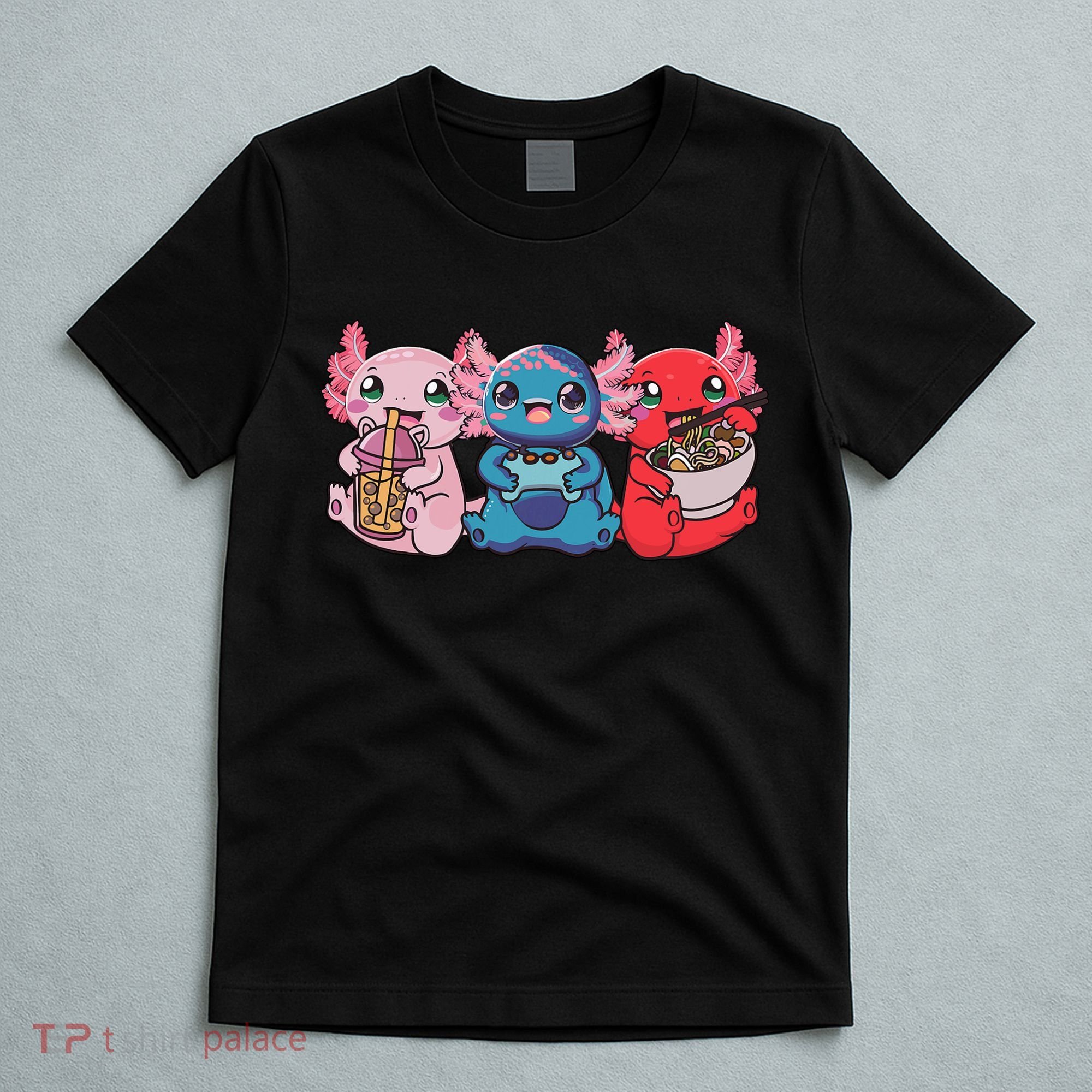 Axolotl Boba Tea Bubble Tea Gaming Gamer Ramen Axolotl  T-Shirt
