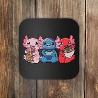 Axolotl Boba Tea Bubble Tea Gaming Gamer Ramen Axolotl  Coaster thumb 0