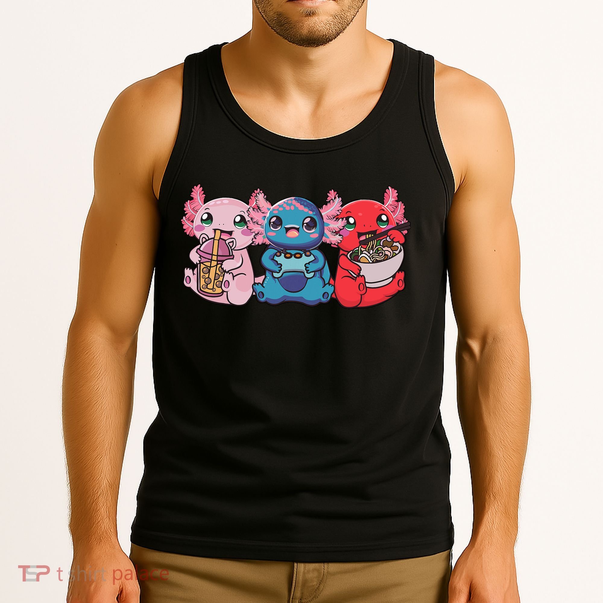 Axolotl Boba Tea Bubble Tea Gaming Gamer Ramen Axolotl  Tank Top