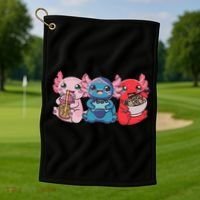 Axolotl Boba Tea Bubble Tea Gaming Gamer Ramen Axolotl  Golf Towel thumb 1