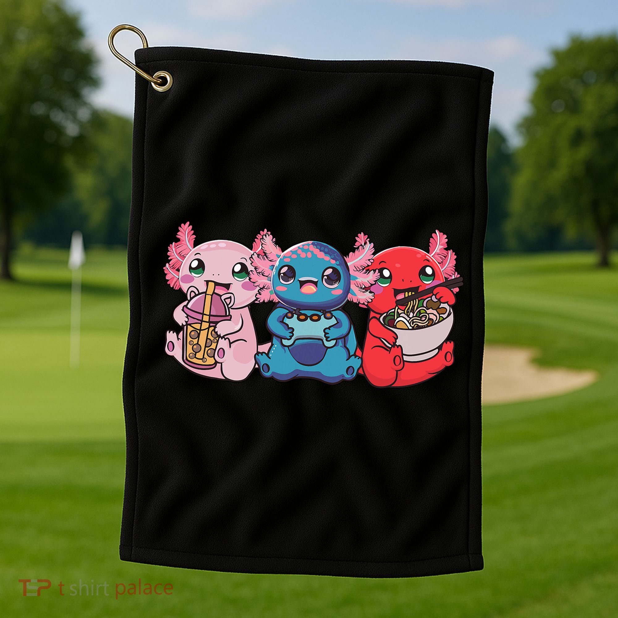 Axolotl Boba Tea Bubble Tea Gaming Gamer Ramen Axolotl  Golf Towel