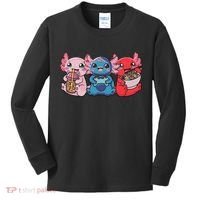Axolotl Boba Tea Bubble Tea Gaming Gamer Ramen Axolotl  Kids Long Sleeve Shirt thumb 0