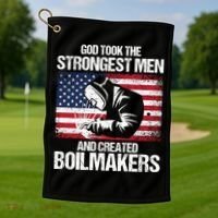 American Boilermakers Union Worker Strongest Us Flag Gift Golf Towel thumb 1