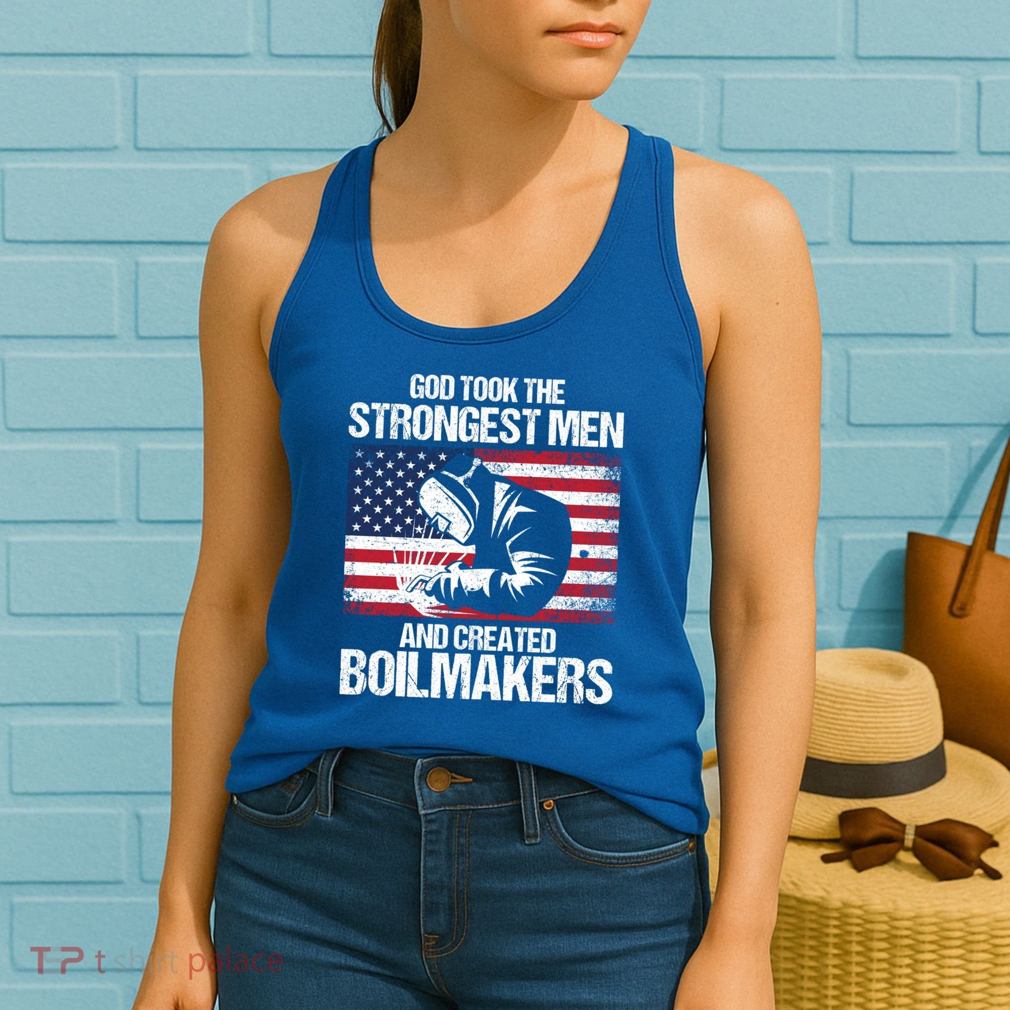 American Boilermakers Union Worker Strongest Us Flag Gift Women's Tank Top