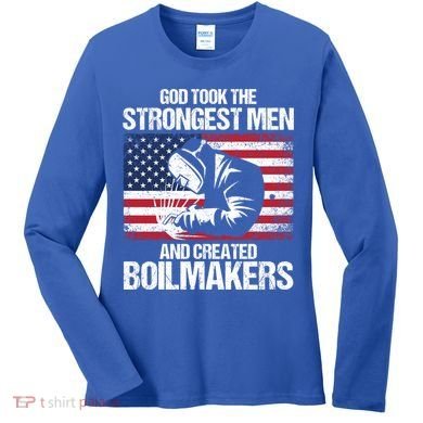 American Boilermakers Union Worker Strongest Us Flag Gift Women's Long Sleeve Shirt