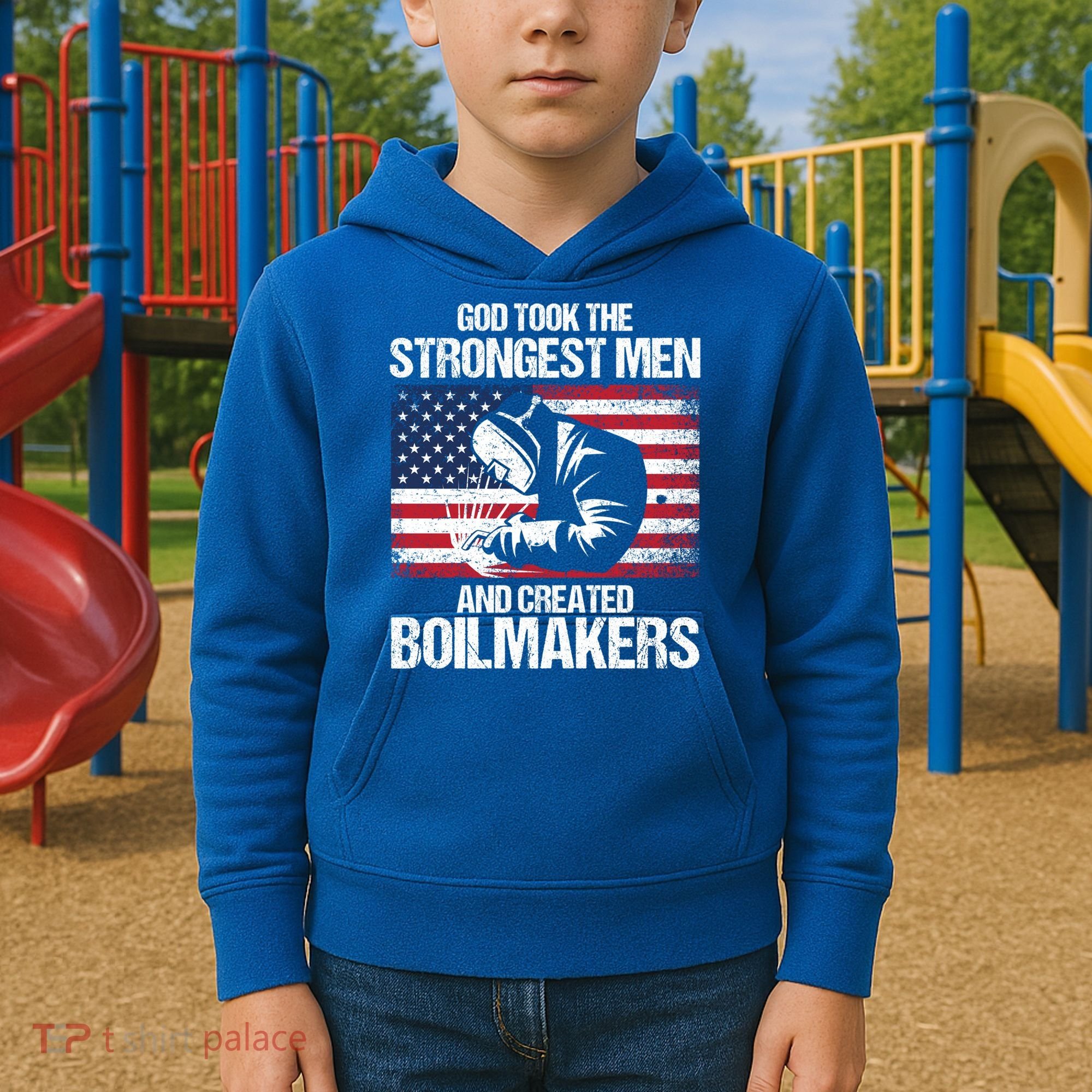 American Boilermakers Union Worker Strongest Us Flag Gift Kids Hoodie