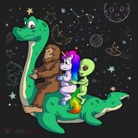 Alien Bigfoot Unicorn Riding Loch Ness Monster Halloween Women's Sweatshirt thumb 2