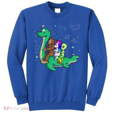 Alien Bigfoot Unicorn Riding Loch Ness Monster Halloween Sweatshirt