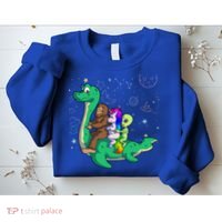 Alien Bigfoot Unicorn Riding Loch Ness Monster Halloween Sweatshirt thumb 2