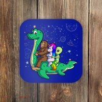 Alien Bigfoot Unicorn Riding Loch Ness Monster Halloween Coaster thumb 0