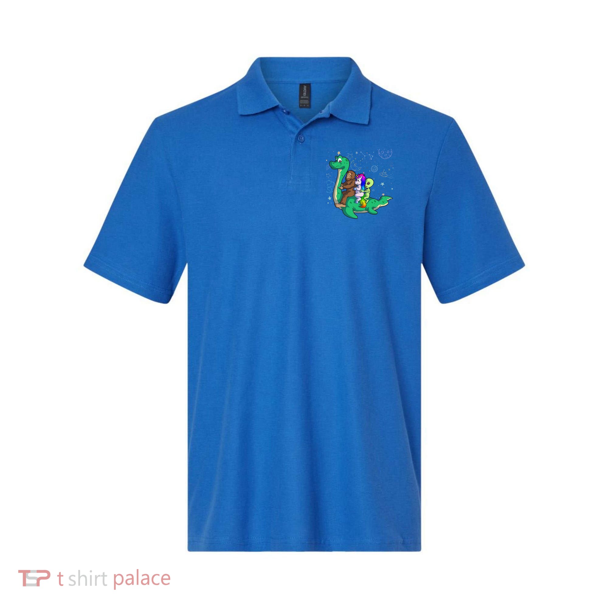 Alien Bigfoot Unicorn Riding Loch Ness Monster Halloween Polo