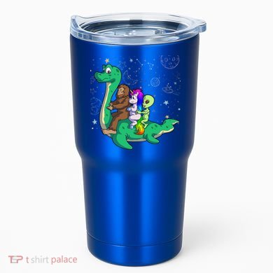 Alien Bigfoot Unicorn Riding Loch Ness Monster Halloween Tumbler