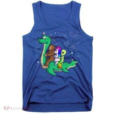 Alien Bigfoot Unicorn Riding Loch Ness Monster Halloween Tank Top