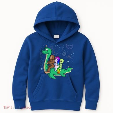 Alien Bigfoot Unicorn Riding Loch Ness Monster Halloween Kids Hoodie