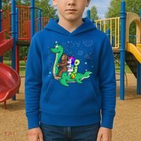 Alien Bigfoot Unicorn Riding Loch Ness Monster Halloween Kids Hoodie thumb 2