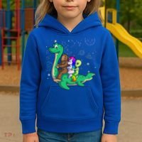 Alien Bigfoot Unicorn Riding Loch Ness Monster Halloween Kids Hoodie thumb 3