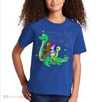 Alien Bigfoot Unicorn Riding Loch Ness Monster Halloween Kids T-Shirt thumb 2