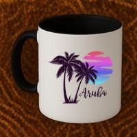 Aruba Beach Vacation Caribbean Cruise Retro Sunset Palm Tree Meaningful Gift Coffee Mug thumb 2