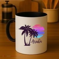 Aruba Beach Vacation Caribbean Cruise Retro Sunset Palm Tree Meaningful Gift Coffee Mug thumb 4
