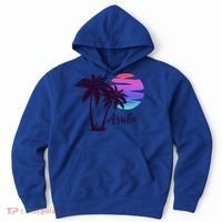 Aruba Beach Vacation Caribbean Cruise Retro Sunset Palm Tree Meaningful Gift Hoodie thumb 0