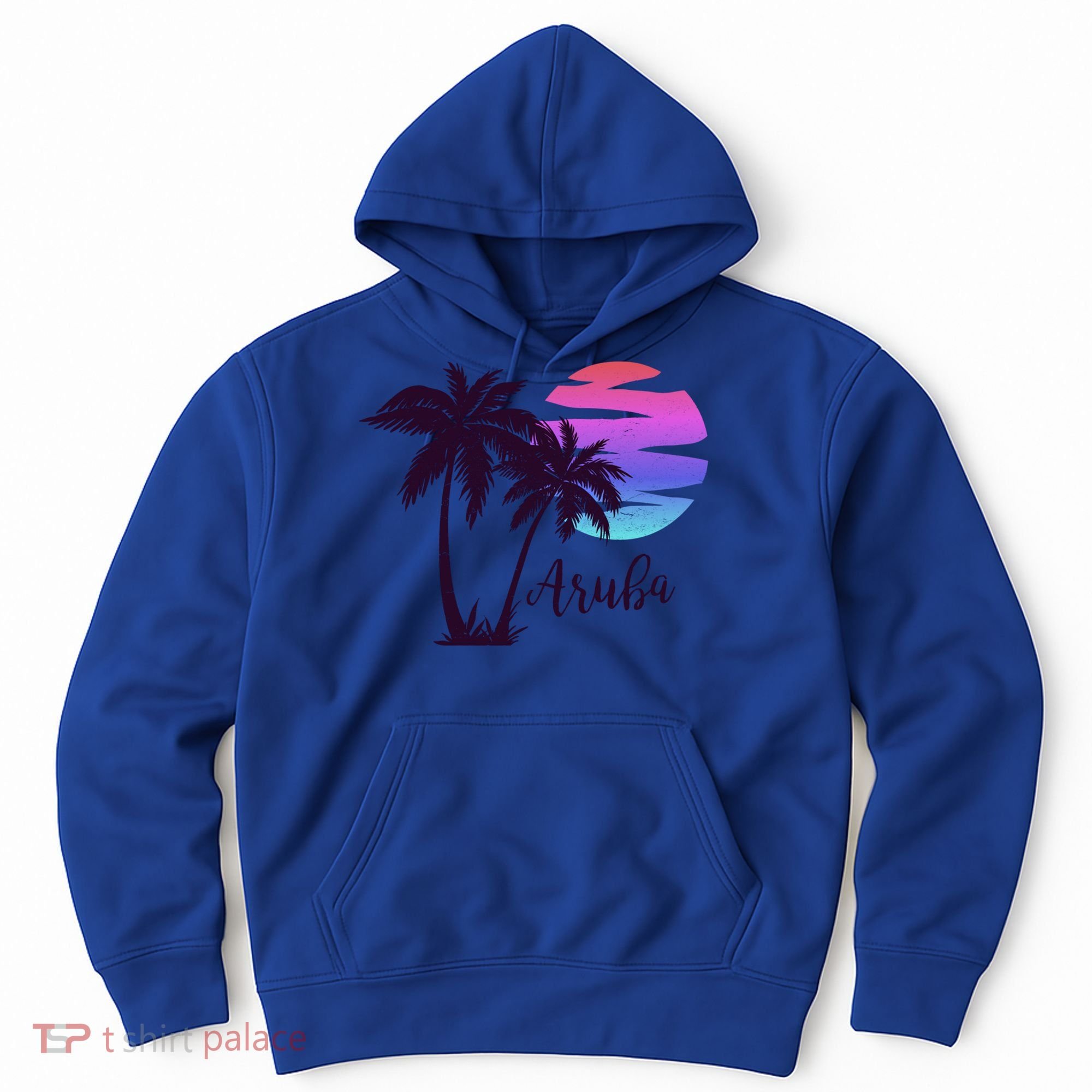 Aruba Beach Vacation Caribbean Cruise Retro Sunset Palm Tree Meaningful Gift Hoodie