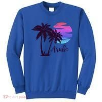 Aruba Beach Vacation Caribbean Cruise Retro Sunset Palm Tree Meaningful Gift Sweatshirt thumb 0
