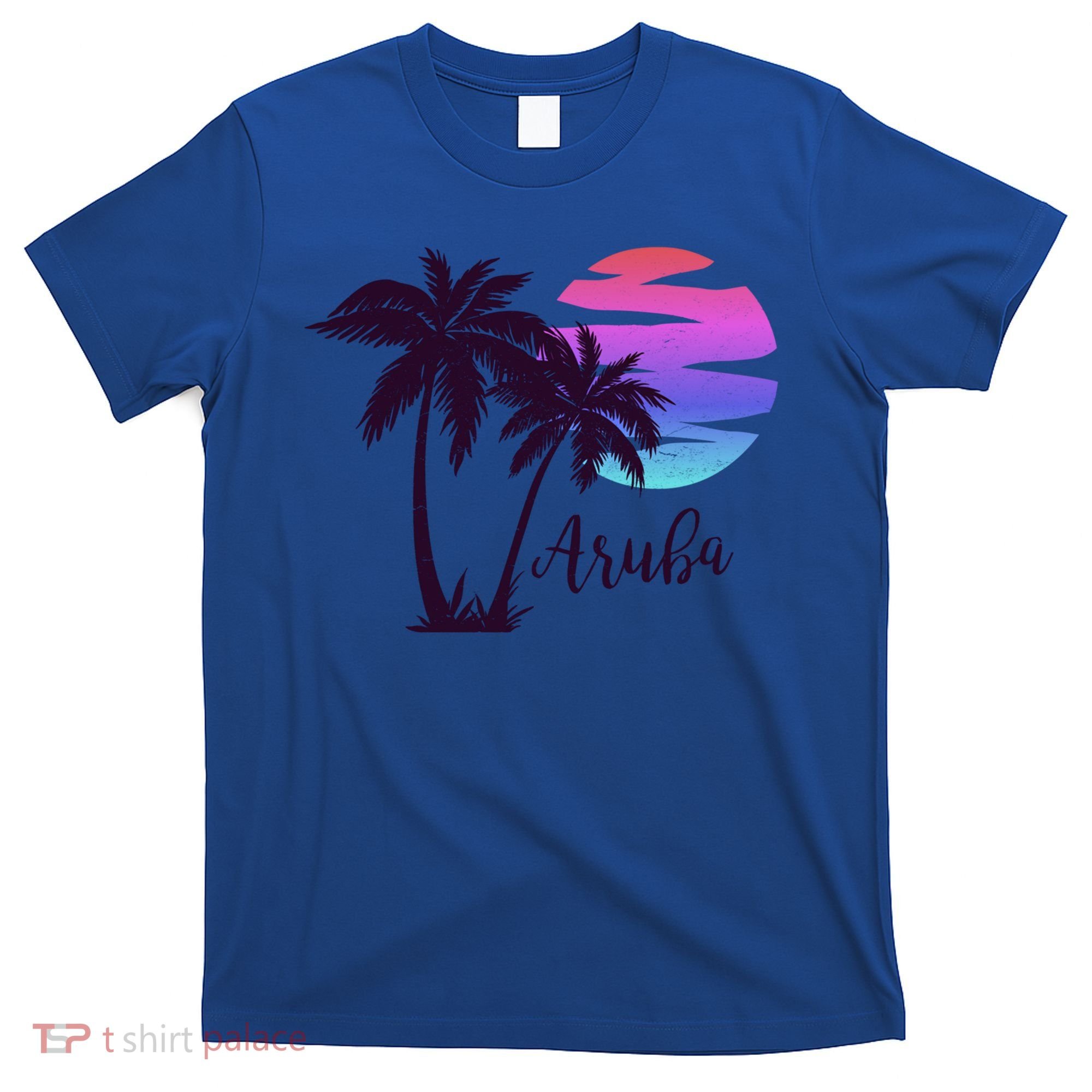 Aruba Beach Vacation Caribbean Cruise Retro Sunset Palm Tree Meaningful Gift T-Shirt