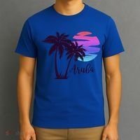 Aruba Beach Vacation Caribbean Cruise Retro Sunset Palm Tree Meaningful Gift T-Shirt thumb 3