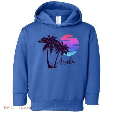 Aruba Beach Vacation Caribbean Cruise Retro Sunset Palm Tree Meaningful Gift Toddler Hoodie