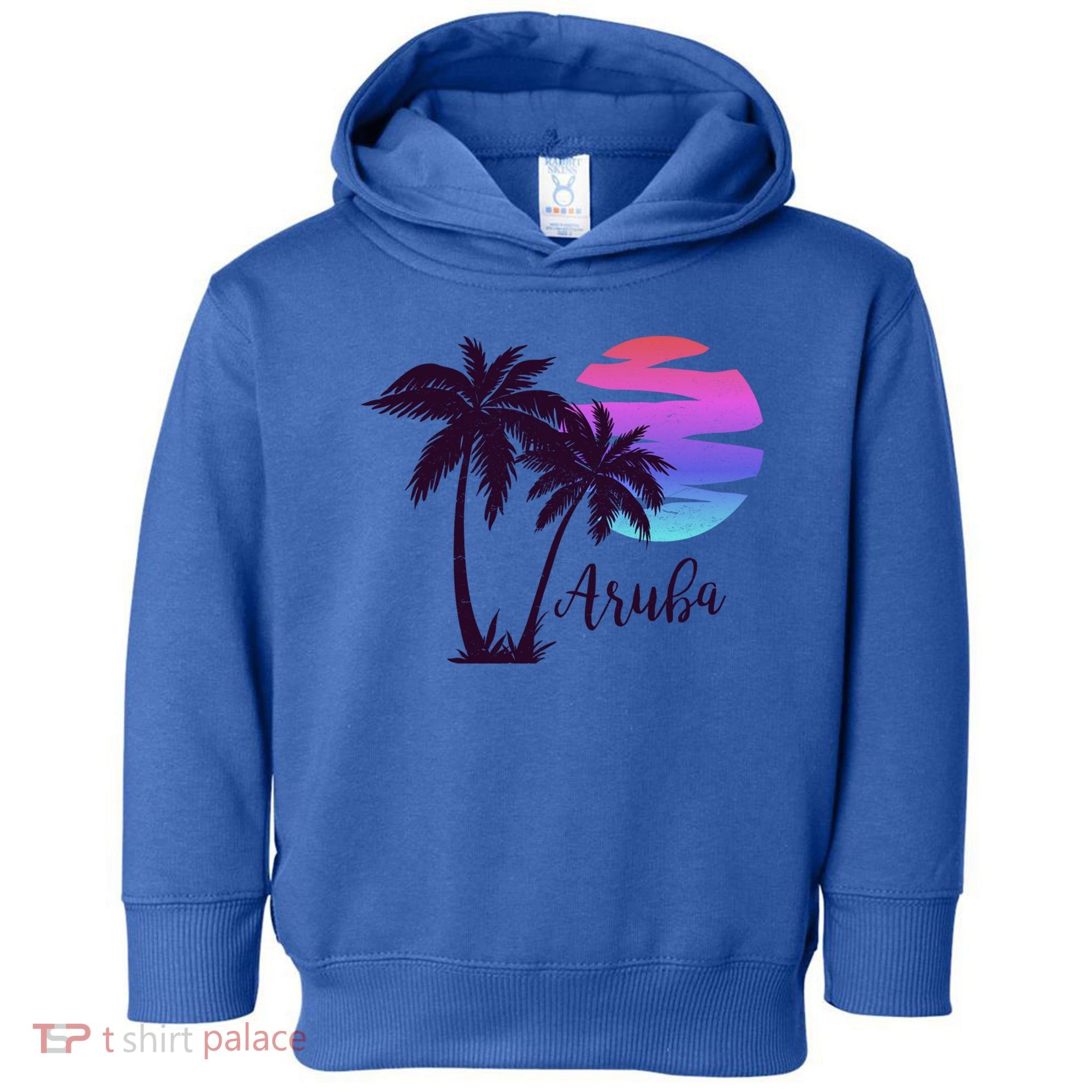 Aruba Beach Vacation Caribbean Cruise Retro Sunset Palm Tree Meaningful Gift Toddler Hoodie