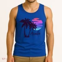 Aruba Beach Vacation Caribbean Cruise Retro Sunset Palm Tree Meaningful Gift Tank Top thumb 3