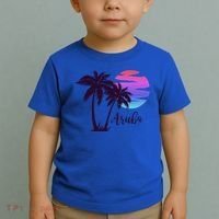 Aruba Beach Vacation Caribbean Cruise Retro Sunset Palm Tree Meaningful Gift Toddler T-Shirt thumb 2