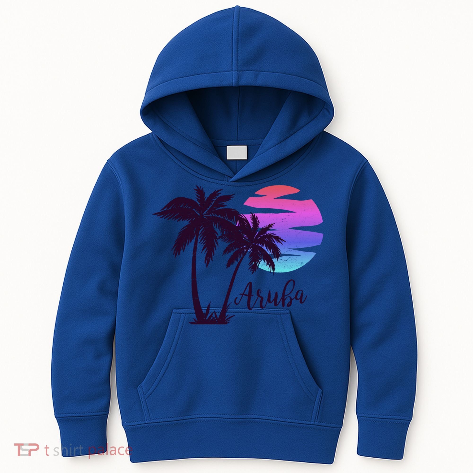 Aruba Beach Vacation Caribbean Cruise Retro Sunset Palm Tree Meaningful Gift Kids Hoodie