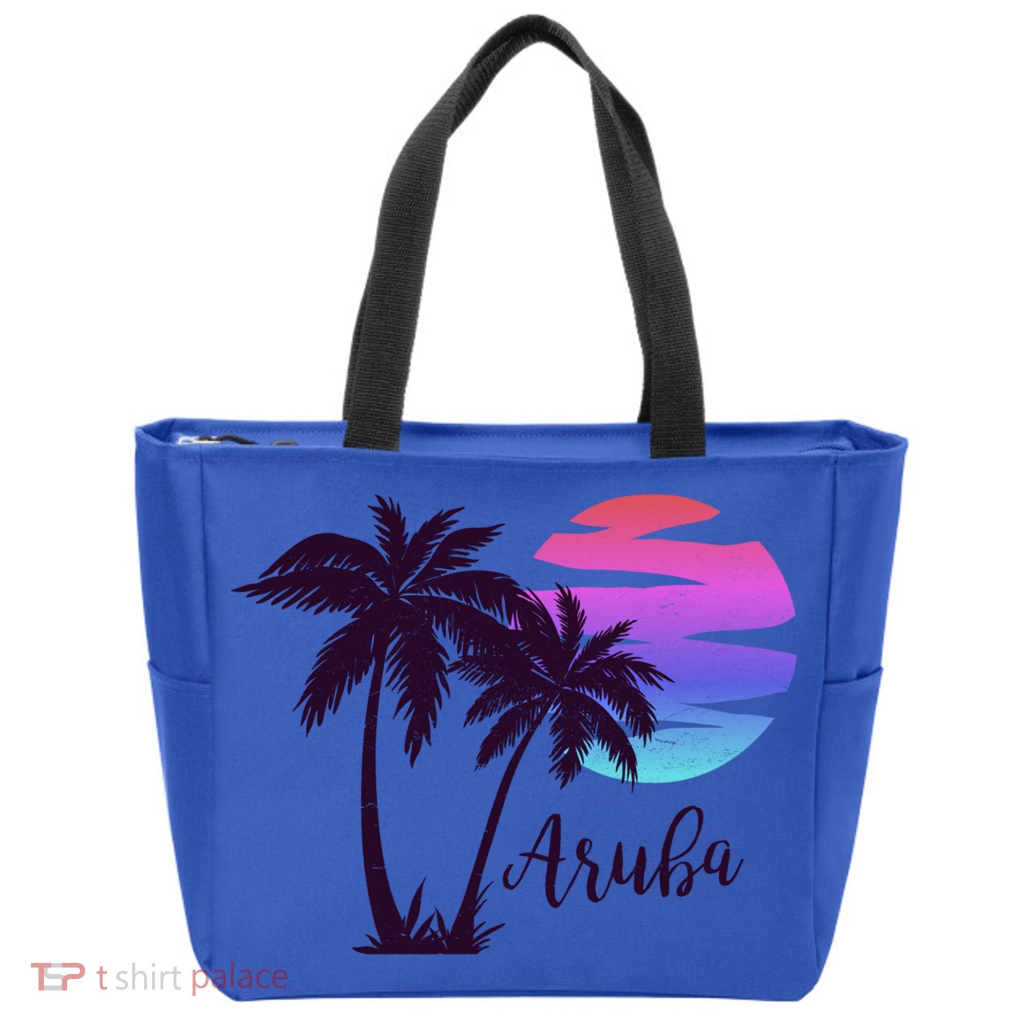 Aruba Beach Vacation Caribbean Cruise Retro Sunset Palm Tree Meaningful Gift Tote Bag