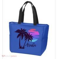 Aruba Beach Vacation Caribbean Cruise Retro Sunset Palm Tree Meaningful Gift Tote Bag thumb 3