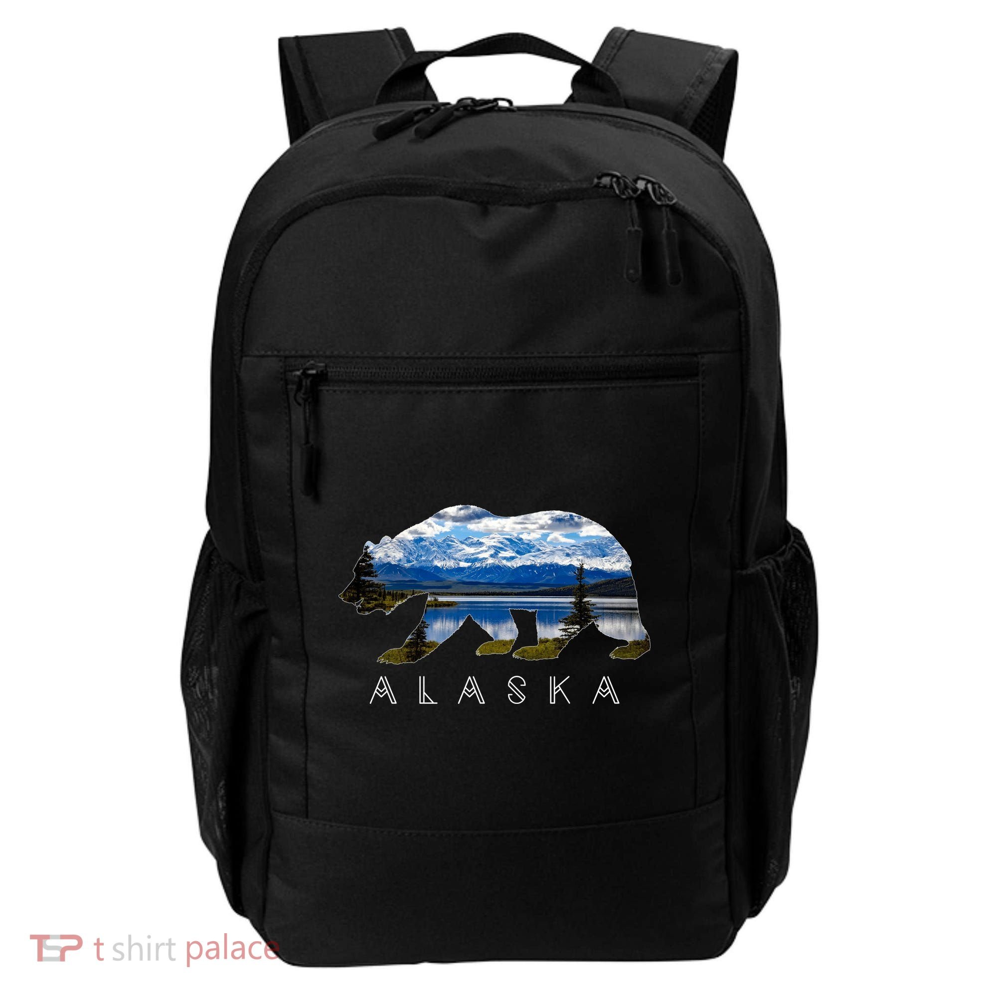 Alaskan Bear With Lake & Mountain Souvenir Backpack