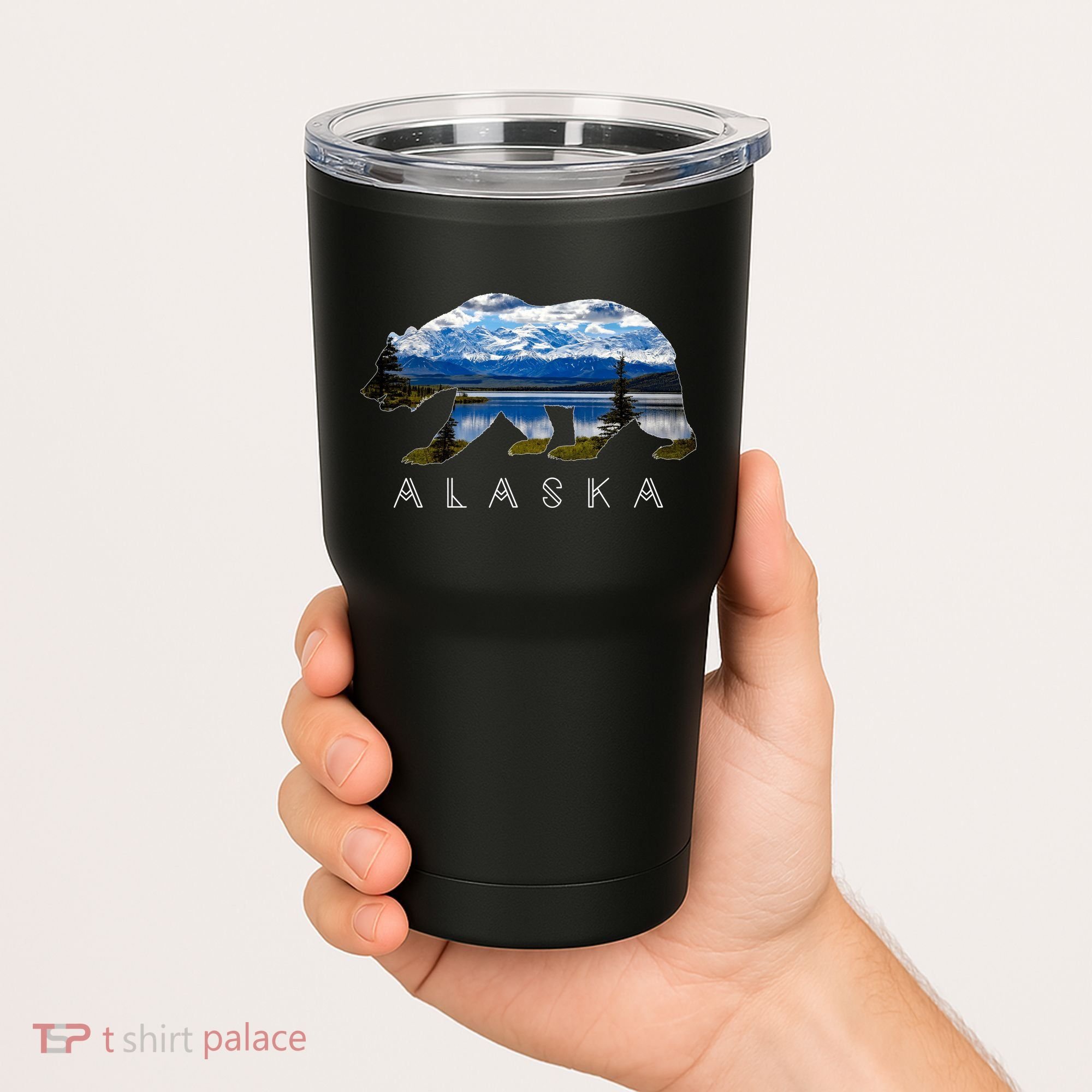 Alaskan Bear With Lake & Mountain Souvenir Tumbler
