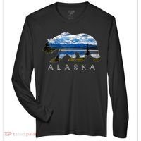 Alaskan Bear With Lake & Mountain Souvenir Zone Performance Long-Sleeve T-Shirt thumb 0