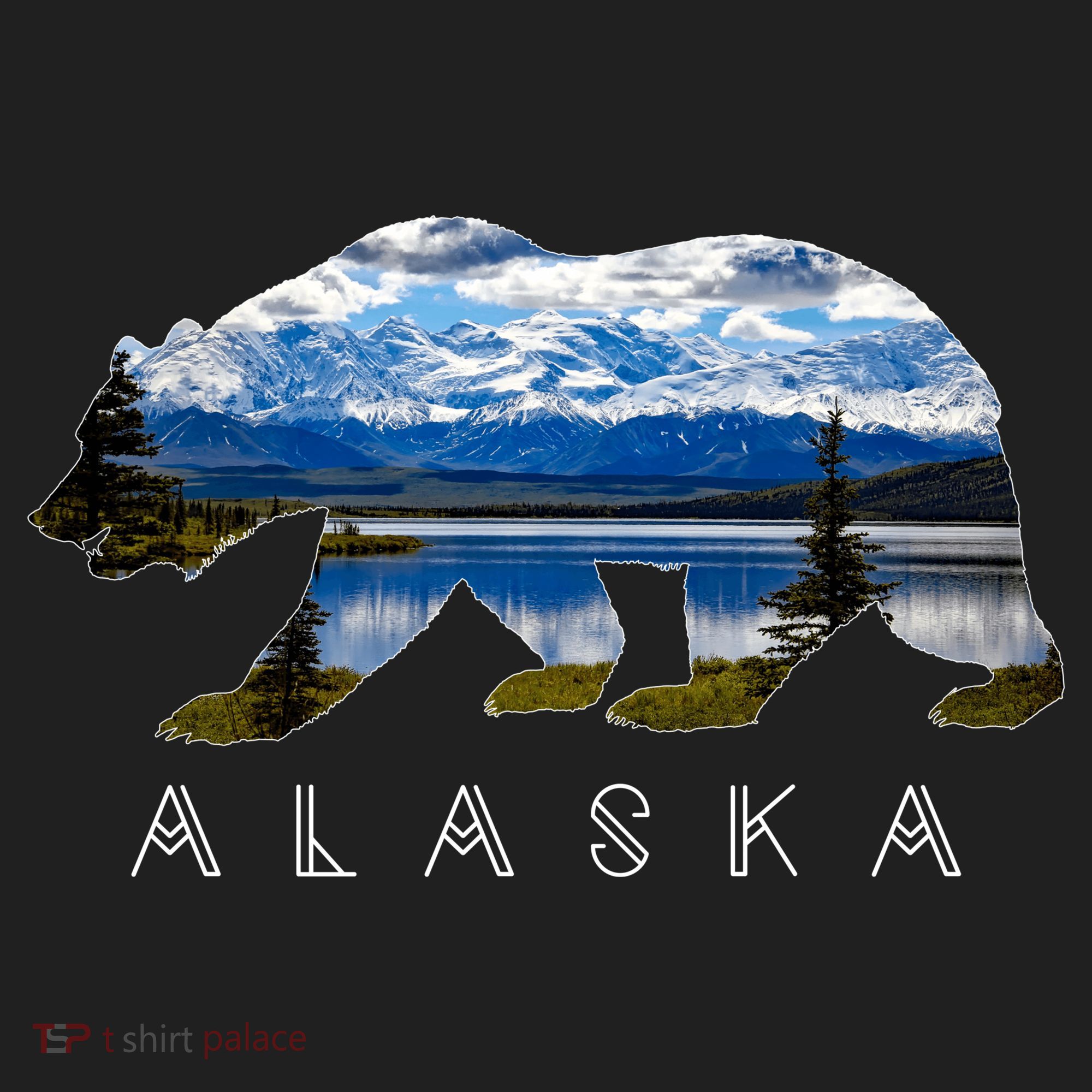 Alaskan Bear With Lake & Mountain Souvenir Zone Performance Long-Sleeve T-Shirt