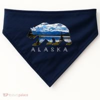 Alaskan Bear With Lake & Mountain Souvenir USA-Made Doggie Bandana thumb 0