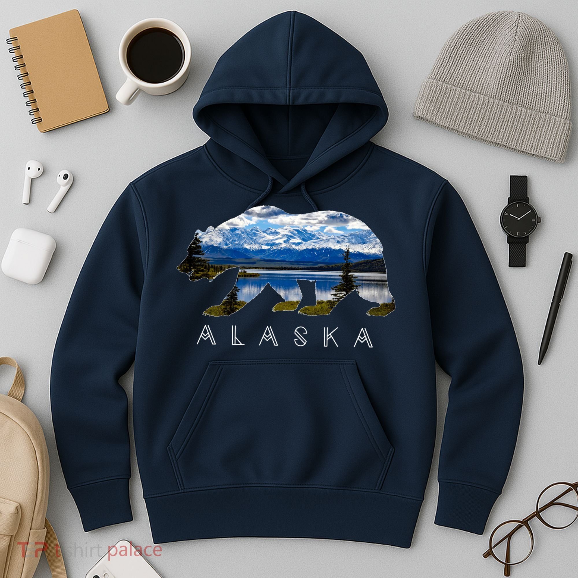 Alaskan Bear With Lake & Mountain Souvenir Hoodie